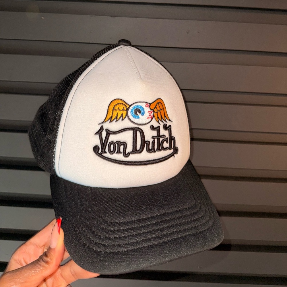Von Dutch Black and White Logo Cap